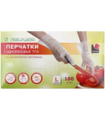 Перчатки одноразовые ТПЭ р.М 100шт
