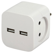 Разветвитель электрический ЭРА SP-2-USB-W на 2 розетки 220V + 2xUSB 2400mA, Б/З 10А белый Б0049531 