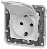Розетка "Legrand" Etika белая 1м с/з с крышкой IP44 672232 без рамки 