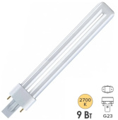 Лампа люминесцентная G23 9W/827 2700К OSRAM DULUX S 4099854123504 