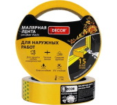 Лента малярная 48мм х 50м Decor оранжевая для наружных работ 791-4850
