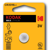Батарейка  3V CR-2016 дисковая "Kodak" MAX литиевая (цена за 1шт) Б0018715 