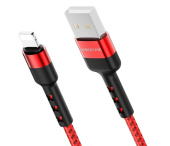 Кабель Borofone BX34 Advantage, USB - Lightning, 2.4А, 1.0м, нейлон, красный 7636836 