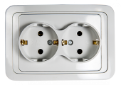 Розетка IN HOME, CLASSICO С/У, 2м, С/З, IP20, 2128, IN HOME белая 4680005959921 