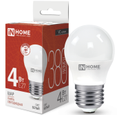 Лампа Светодиодная LED-ШАР-VC 4Вт 230В Е27 4000К 380Лм IN HOME 4690612030593 