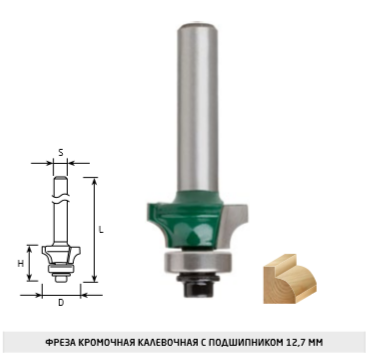 Фреза "FIT" кромочная калевочная с подшиником DxHxL=25х11х55.3мм, хвостовик 8мм  3605-081125