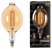 Лампа LED Gauss Vintage Filament BT180 8W E27 180*360mm Amber 780lm 2400K 151802008 - - -распродажа 