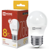 Лампа Светодиодная LED-ШАР-VC 8Вт 230В Е27 3000К 760Лм IN HOME 4690612020563 