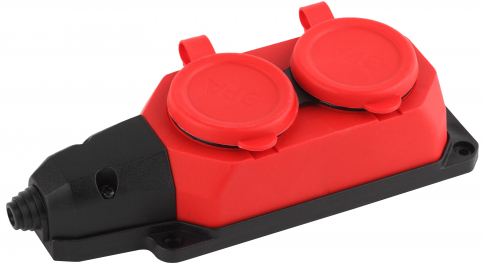  Колодка ЭРА K-2e-RED-IP44 каучуковая с заземлением 2 розетки 16A IP44 красная Б0044551  