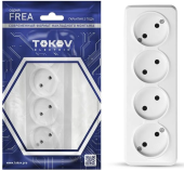 Розетка TOKOV Frea 4м О/У, 16А, IP20, Б/З белая TKE-FR-R4-C01 