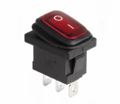 Выключатель клавишный REXANT 36-2175 ON-OFF 250V 6А (3с) красный с подсветкой Mini IP54 