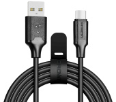 Кабель Crown CMCU-3016C, Type-C - USB, 2А, 1м, зарядка/передача данных, черный 9118846 