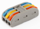 Клемма "DEFA" PCT-2-3 (Color) на 3х0,08-4/2,5 мм² проходная, на 3 направления (флажок) 