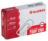 Скрепки канцелярские 28мм "GLOBUS" оцинкованные, 100шт  4669509