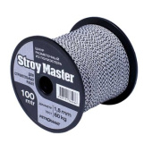 Шнур плетеный STROY MASTER 1.5мм, тест 60кг, 8 прядей, 100м, белый с черным, катушка 17485