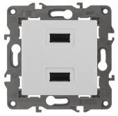 Розетка ЭРА Elegance зарядная, USB 5В-2100мА, IP20 белая 14-4110-01, Б0034358 
