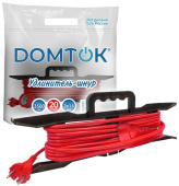 Удлинитель DOMTOK ПВС 2х1.5, 3.5кВт, 16А, IP20 рамка, 20м 2403 