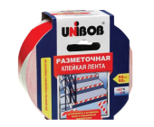 Лента клейкая разметочная 50мм* 50м  краснобелая  Unibob арт 60885