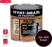 Грунт-эмаль по ржавчине Dali 0,75л Винно-красный RAL 3005 арт 20477