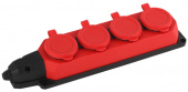 Колодка ЭРА K-4e-RED-IP44 каучуковая с заземлением 4 розетки 16A IP44 красная Б0044553 