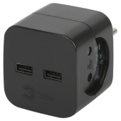Разветвитель электрический ЭРА SP-2-USB-B на 2 розетки 220V + 2xUSB 2400mA, Б/З 10А чёрный Б0049535 