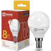 Лампа Светодиодная LED-ШАР-VC 8Вт 230В Е14 3000К 760Лм IN HOME 4690612020549 
