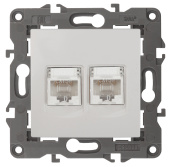 Розетка ЭРА Elegance ПК RJ45, двойная, IP20 белая 14-3108-01, Б0034308 