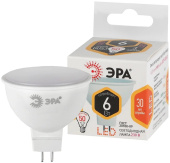 Лампа светодиодная GU5.3 6(50)W ЭРА LED MR16-6W-827-GU5.3 220В тёплый свет  Б0020542 