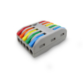Клемма "DEFA" PCT-2-5 (Color) на 5х0,08-4/2,5 мм² проходная, на 5 направления (флажок) 