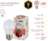 Лампа светодиодная шарик Е-27 9W Эра 827  теплый свет Р-35 Б0029043 