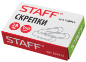 Скрепки канцелярские 28мм "STAFF" без покрытия 100шт 220012, 2065497