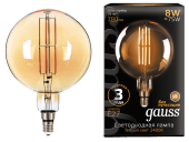  LED Gauss Vintage Filament G200 8W E27 200*300mm Amber 780lm 2400K 153802008 