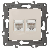 Розетка ЭРА Elegance ПК RJ45, двойная, IP20 слоновая кость 14-3108-02, Б0034309 