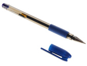 Ручка гелевая 0,5мм синий стрежень, тонированный корпус, с резиновым держателем  233541