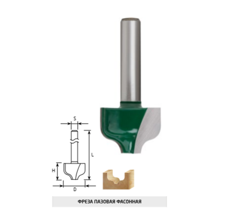 Фреза "FIT" пазовая фасонная DxHxL=31.8х16х51мм, хвостовик 8мм  3615-081632