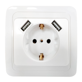Розетка IN HOME, CLASSICO С/У, 1м, С/З, 2хUSB, 2047, IN HOME белая 4690612035246 