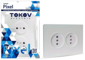 Розетка TOKOV Pixel 2м С/У, 16А, IP20, Б/З перламутр TKE-PX-R2F-C04 