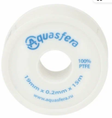 Лента фум для воды 19мм х 15м х 0,2мм  Aquasfera
