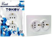 Розетка TOKOV Pixel 2м С/У, 16А, IP20, С/З шторки, перламутр TKE-PX-R2FZSF-C04 