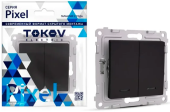 Выключатель TOKOV Pixel 2кл С/У, 10А, IP20 с индикатором, карбон TKE-PX-V2I-C14 