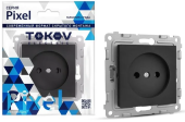 Розетка TOKOV Pixel 1м С/У, 16А, IP20, Б/З карбон TKE-PX-R1-C14 