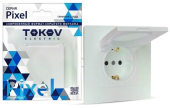 Розетка TOKOV Pixel 1м С/У, 16А, IP20, С/З шторки, крышка, перламутр TKE-PX-R1ZSW1-C04 