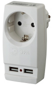 Адаптер сетевой c USB ЭРА SP-1e-USB белый Б0026332 