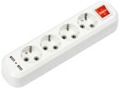 Колодка УЗВ-4USB-GRAND четырехместная с выключателем и заземлением, 2хUSB 5340 IN HOME IP20 2043081 