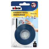 Лента двухсторонняя Unibob 12мм*2м прозрачная арт 75541