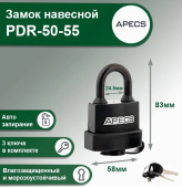 Замок навесной APECS PDR-50-55 в резиновом корпусе, 16257