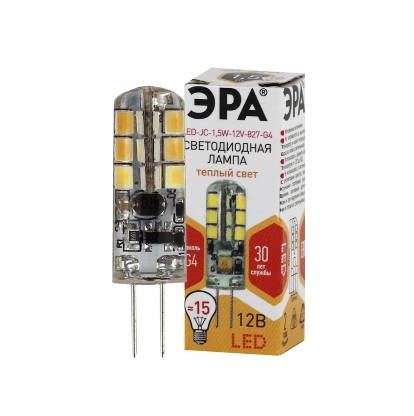 Лампа светодиодная G4 Эра 1.5W 12V 827  тёплый свет, кукуруза Б0033188