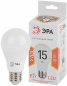 Лампа светодиодная груша 15W ЭРА LED A60-15W-827-E27 тёплый свет Б0020592 