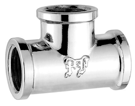 Тройник латунный 1/2" (15мм)    хром