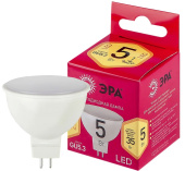 Лампа светодиодная GU5.3 5(35)W ЭРА ECO LED MR16-5W-827-GU5.3 220В тёплый свет  Б0050230 
